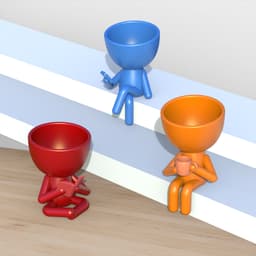 Add personality to your plant collection with the 3D Human Planter Set – a charming trio of characte 3d model