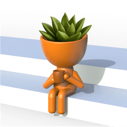 Add personality to your plant collection with the 3D Human Planter Set – a charming trio of characte 3d model