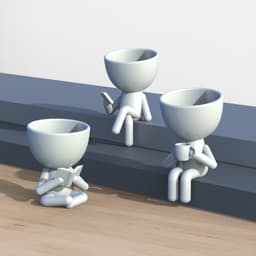 Add personality to your plant collection with the 3D Human Planter Set – a charming trio of characte 3d model