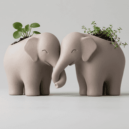 Elephant Couple Plant Pots – Romantic Elephant Planters, Elephant Lovers Décor,Romantic Home Décor 3d model