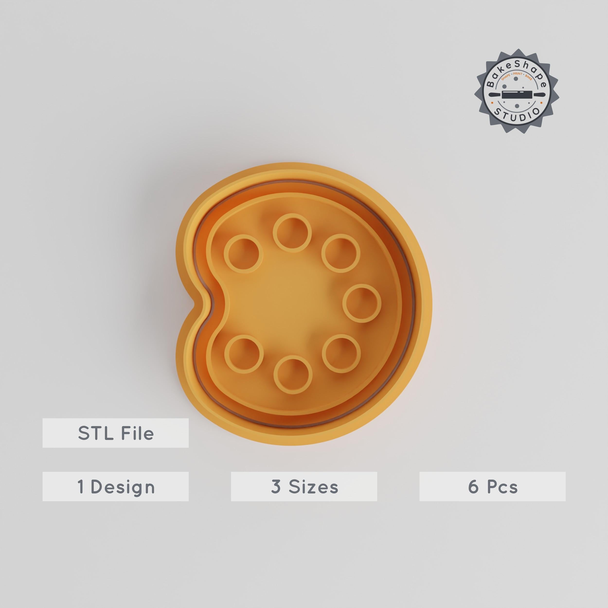 Art Palette Cutter & Stamp Set, Perfect for Cookie & Fondant, 3 Sizes, 6 Pieces, Educational Art Tool PRODUCT_2900 3d model