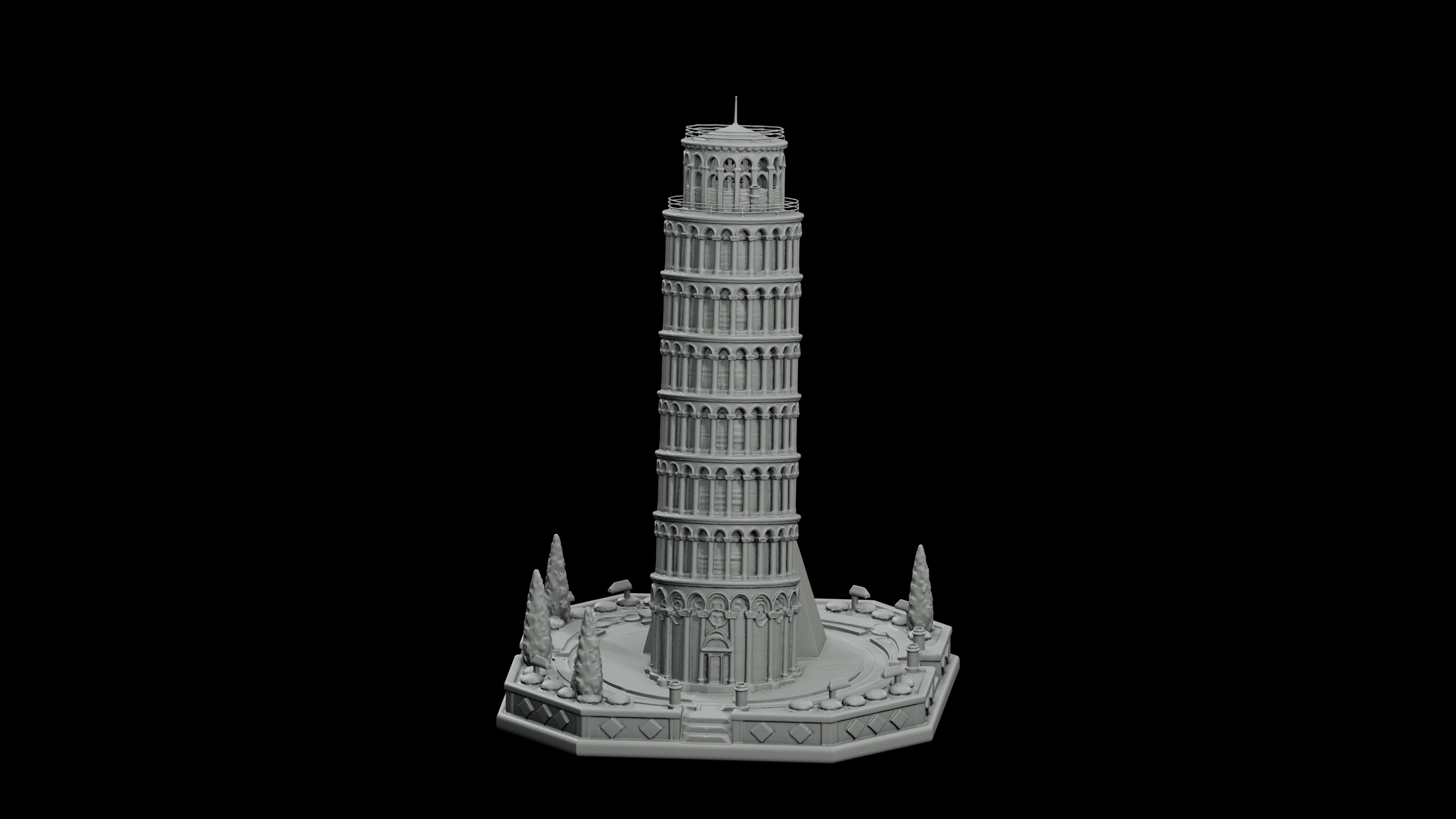 Leaning Tower Pisa Bell Tower STL - Printable Landmark Desk Miniature 3d model