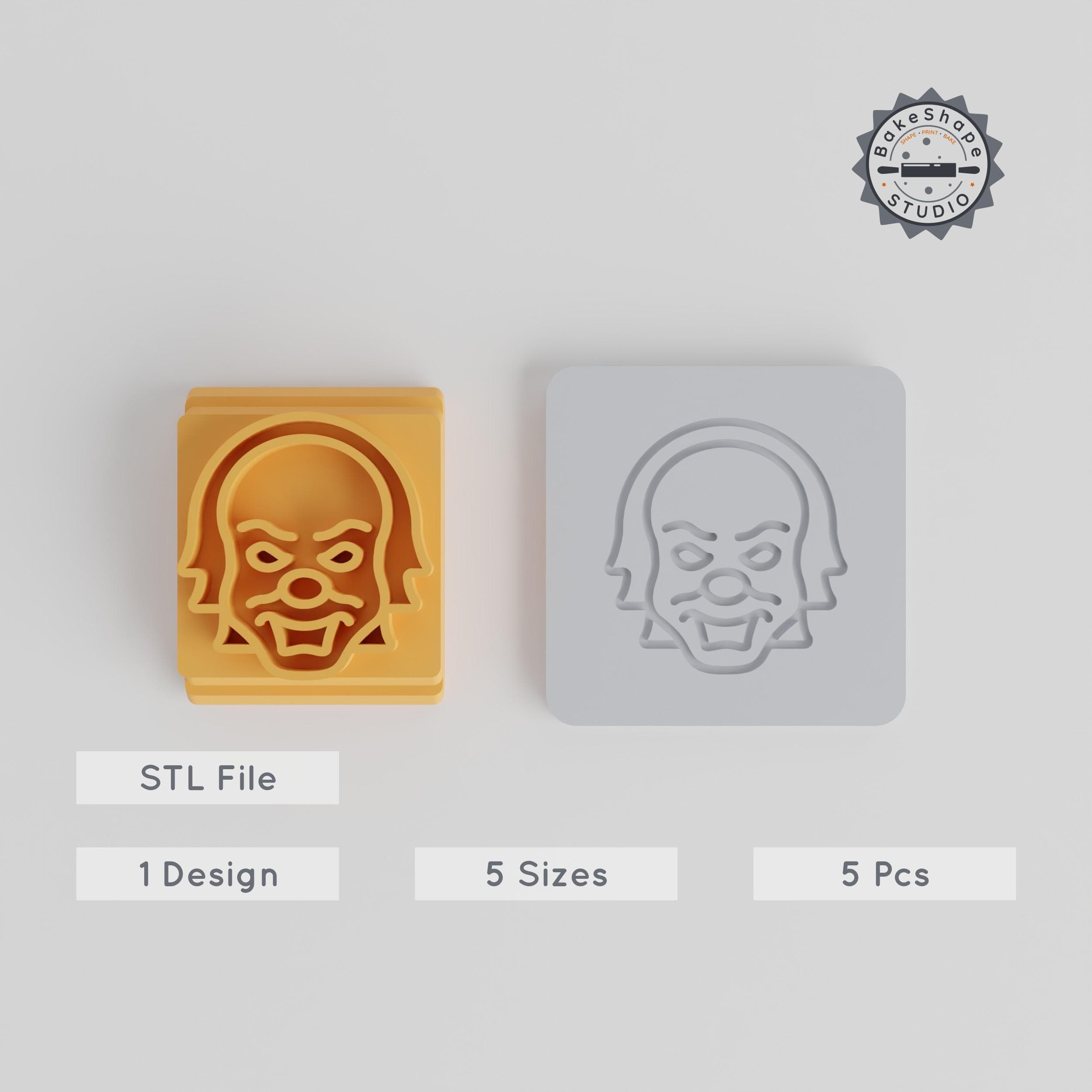 Horror Clown Stamp Tile Collection, 5 Sizes, Perfect for Clay, Cookies & Fondant, Scary Halloween Design PRODUCT_1878 3d model