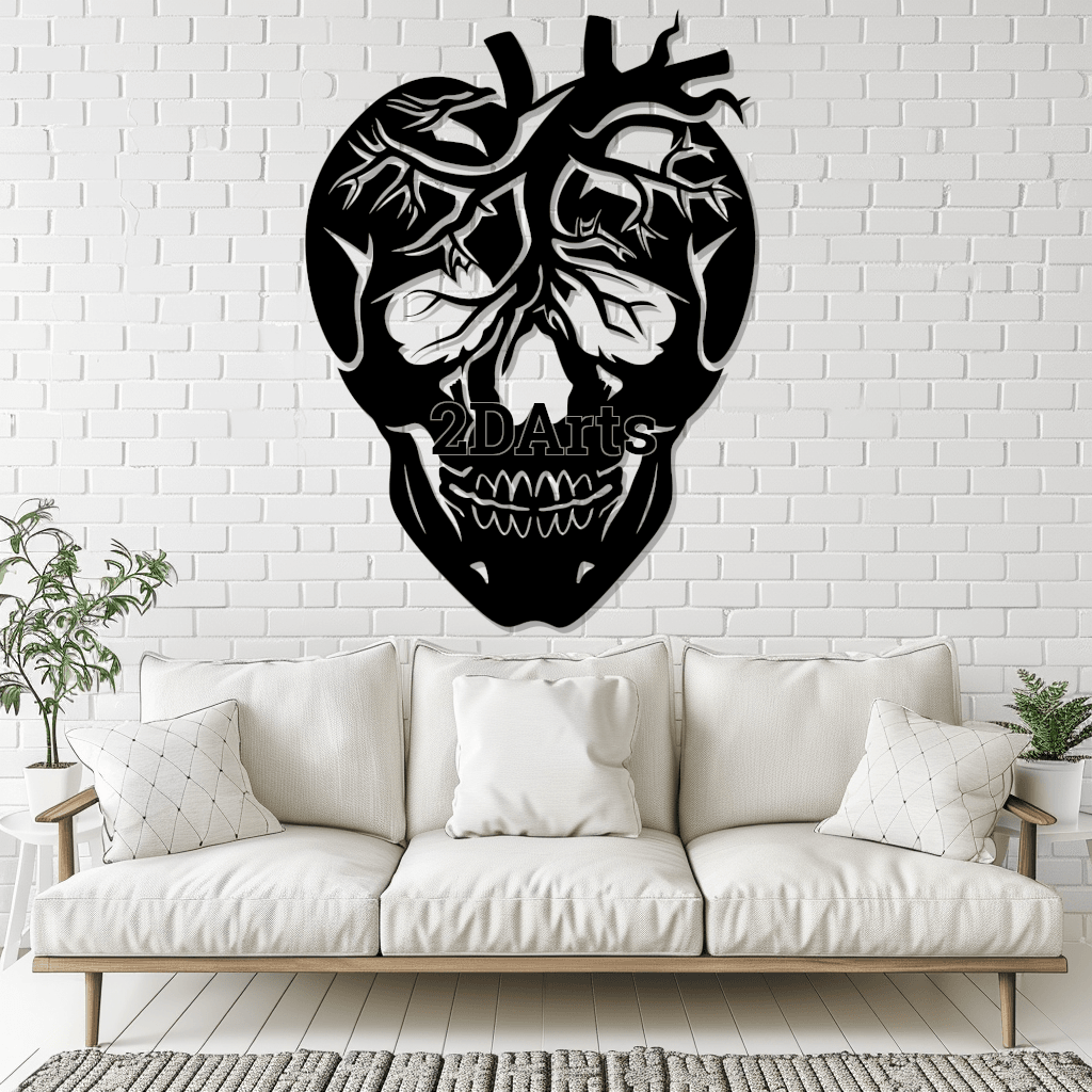 Skull Real Heart Form 2D Wall Art/Window Art 3d model
