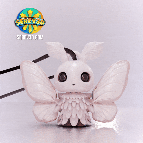 Lunar Moth Keychain - Flexi Print-in-Place Keychain - No Supports 3D Print STL/3MF 3d model