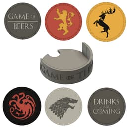 Game Of Thrones Set Of 6 Multicolor Coasters With Base 3d model