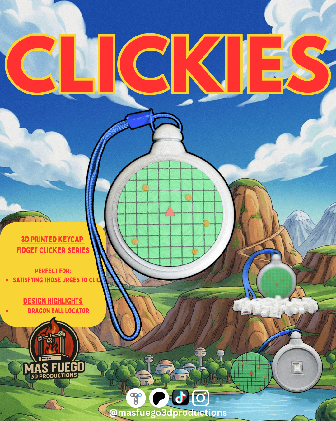 Dragonball Locator - Clickies - Fidget Keyboard Clicker 3d model
