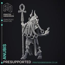 Anubis - God of Death - Court of Anubis -  PRESUPPORTED - Illustrated and Stats - 32mm scale