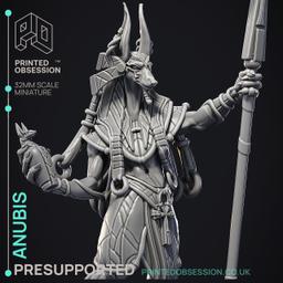 Anubis - God of Death - Court of Anubis -  PRESUPPORTED - Illustrated and Stats - 32mm scale