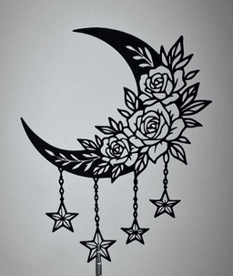 Floral Crescent Moon 2D Wall Art.stl 3d model