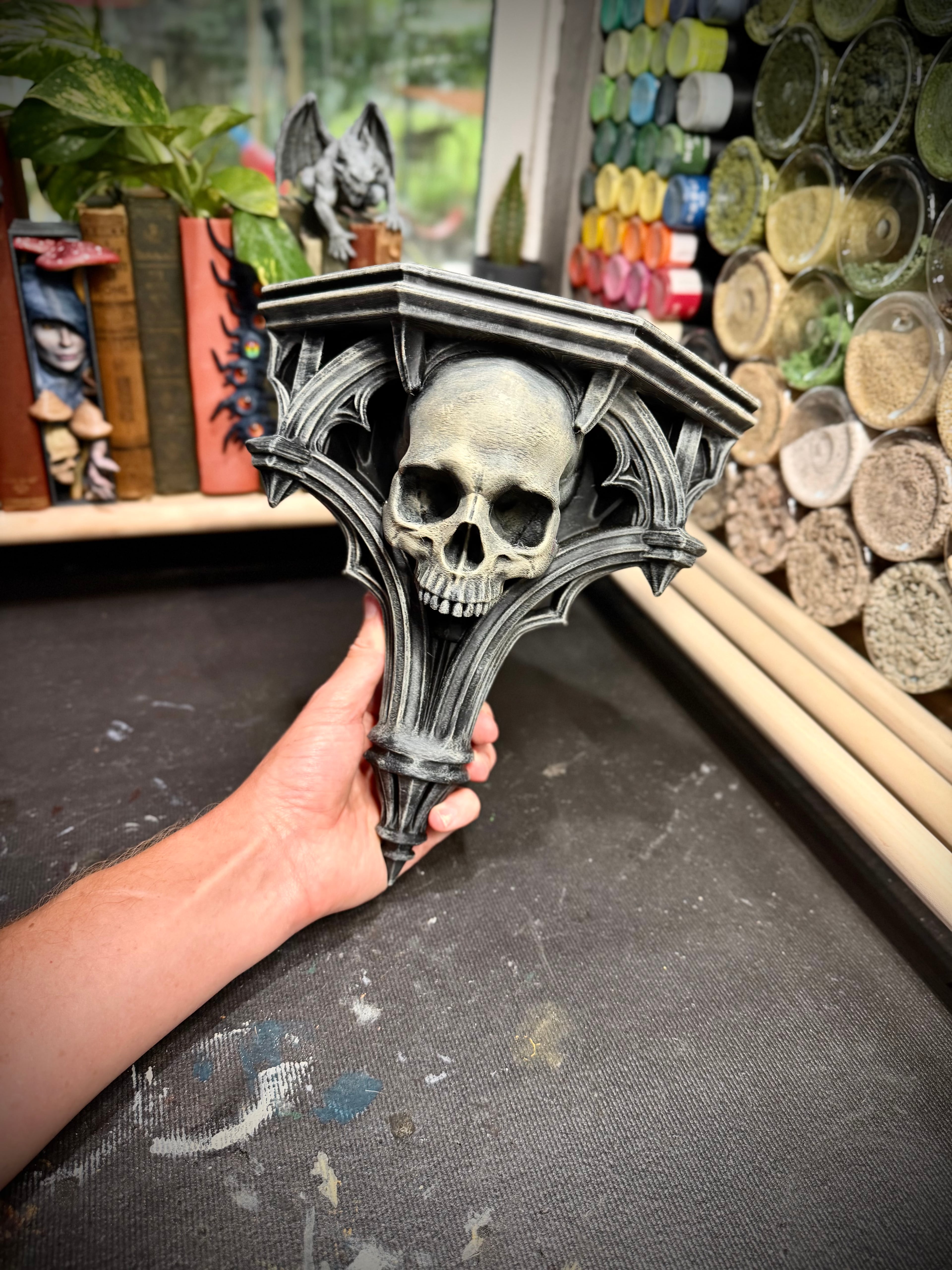 Gothic skull corner shelf. 3d model