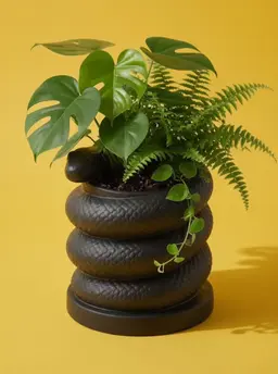 Snake Planter Pot Unique Coiled Serpent Plant Holder Indoor Decor 3d model