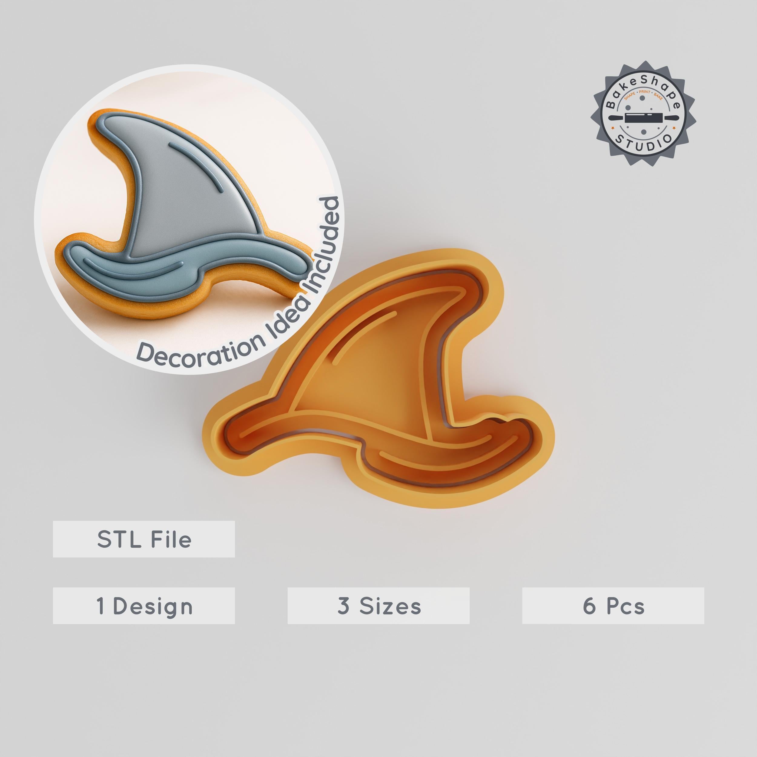 Shark Fin Shape Cutter & Stamp, Ocean Theme Cookie & Fondant Tool Set, Includes 6 Pieces in S/M/L Sizes PRODUCT_322 3d model