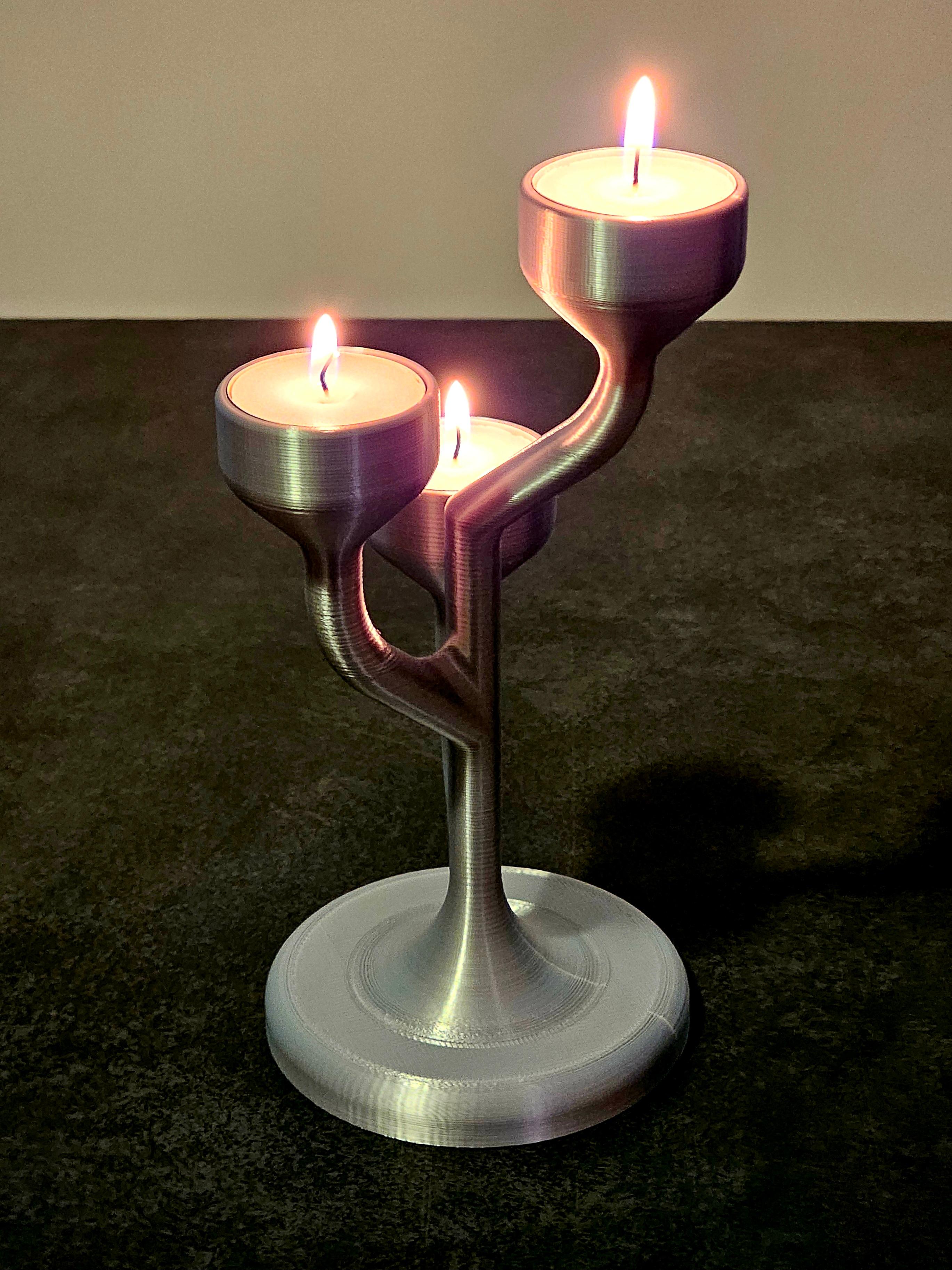Candle Holder in Sleek Design for 3 Tea Lights 3d model