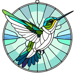Hummingbird, Stained-glass Commercial Access, PETG 150x150 mm 3d model