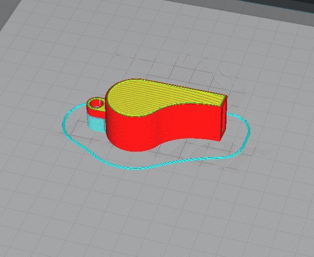 Whistle - Here's a screenshot of the whistle in Cura. I did use a bridge for the lanyard hole but it might work without out that depending on your printer. - 3d model