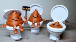 Cute Toilet Poop Buddy Set β Clicker and Storage box! 3d model
