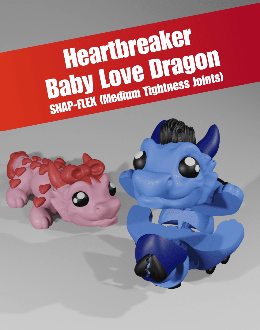 Heartbreaker, Baby Love Dragon - Articulated Dragon Snap-Flex Fidget (Medium Tightness Joints) 3d model