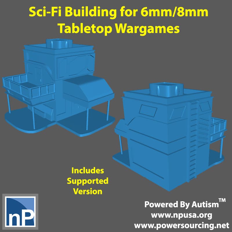 Small City Building for 6mm-8mm Sci-Fi Wargames 3d model