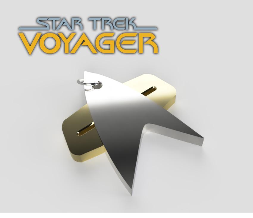 Star Trek Voyager Combadge Keyring (one or two colour!) 3d model