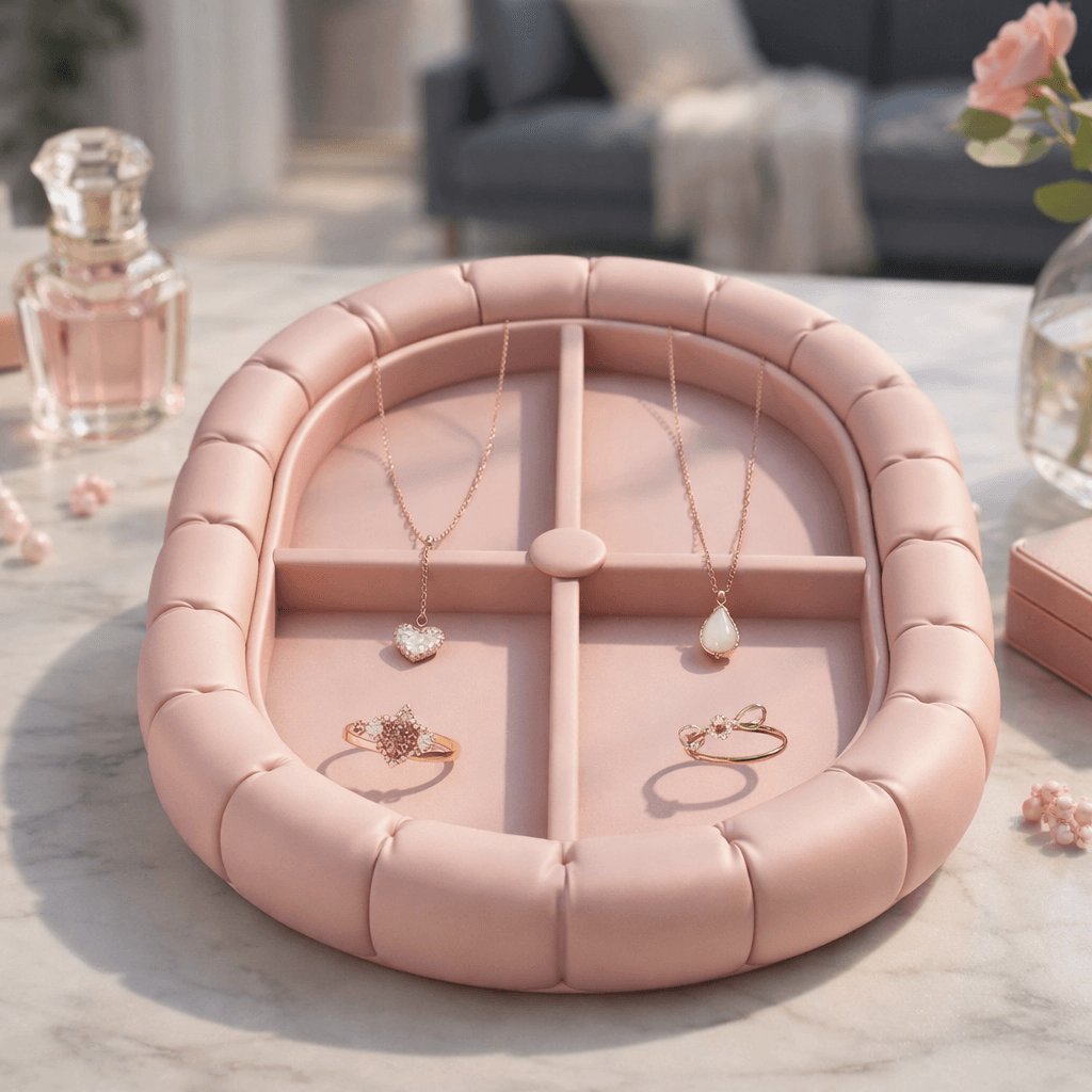 Coquette Divided Jewelry Tray STL – Pink Ring Dish & Vanity Organizer 3d model