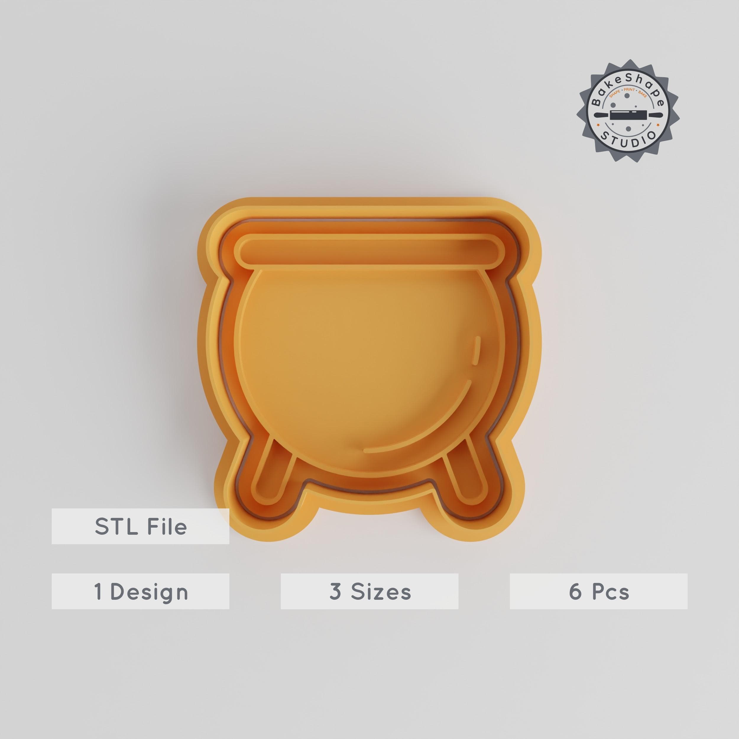 Cauldron Shape Cutter & Stamp Bundle, Perfect for Cookies or Fondant, Halloween Spooky Wizard Theme, 6 Pieces, Sizes S/M/L PRODUCT_4272 3d model