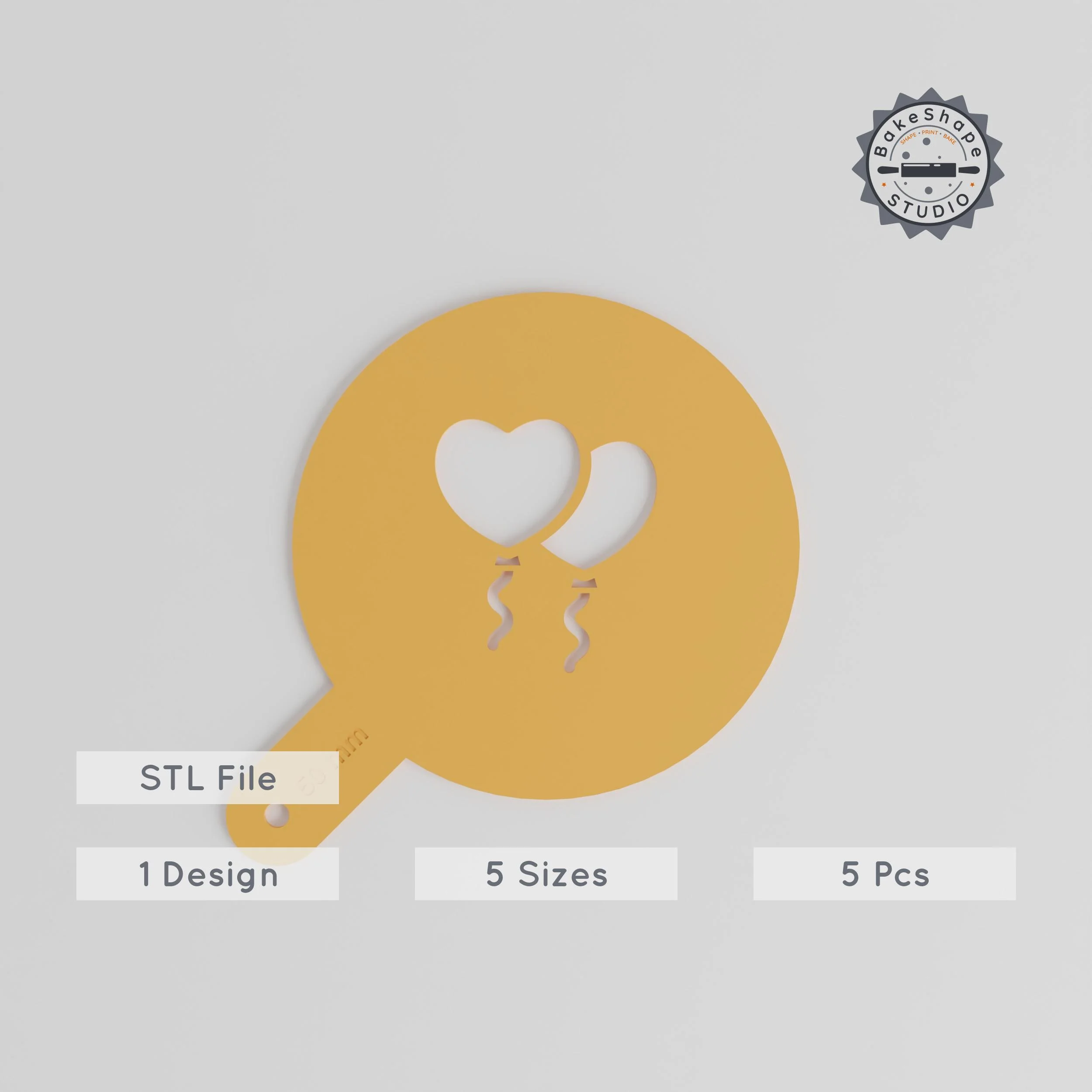 Heart Art Stencil Set, 5 Sizes 20-60mm, Latte & Decor Use, Perfect for Cocoa, Edible Glitter & Painting PRODUCT_1401 3d model