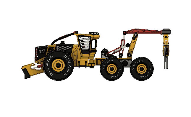 Yellow Log Skidder-All Dual Wheels 3d model