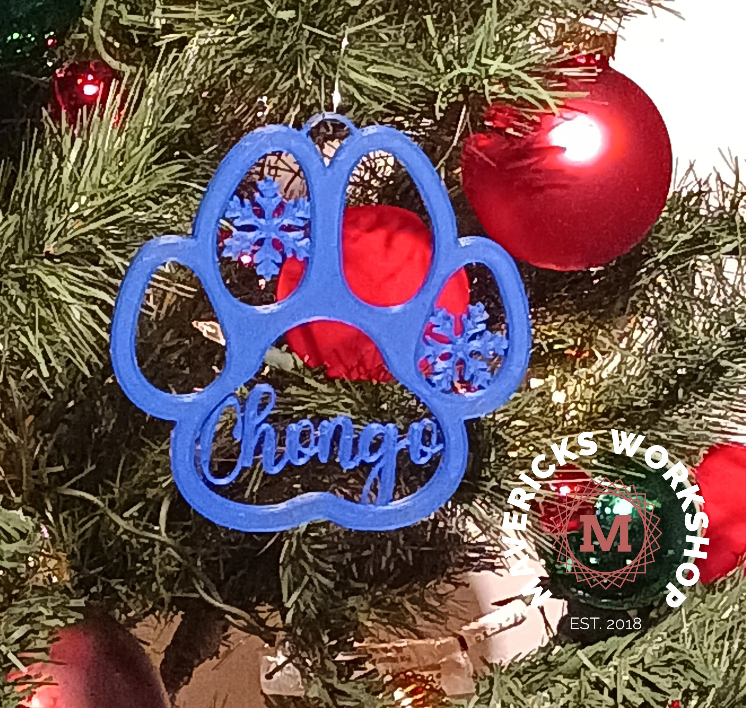 Chongo christmas pet paw print ornament XMAS 3d model