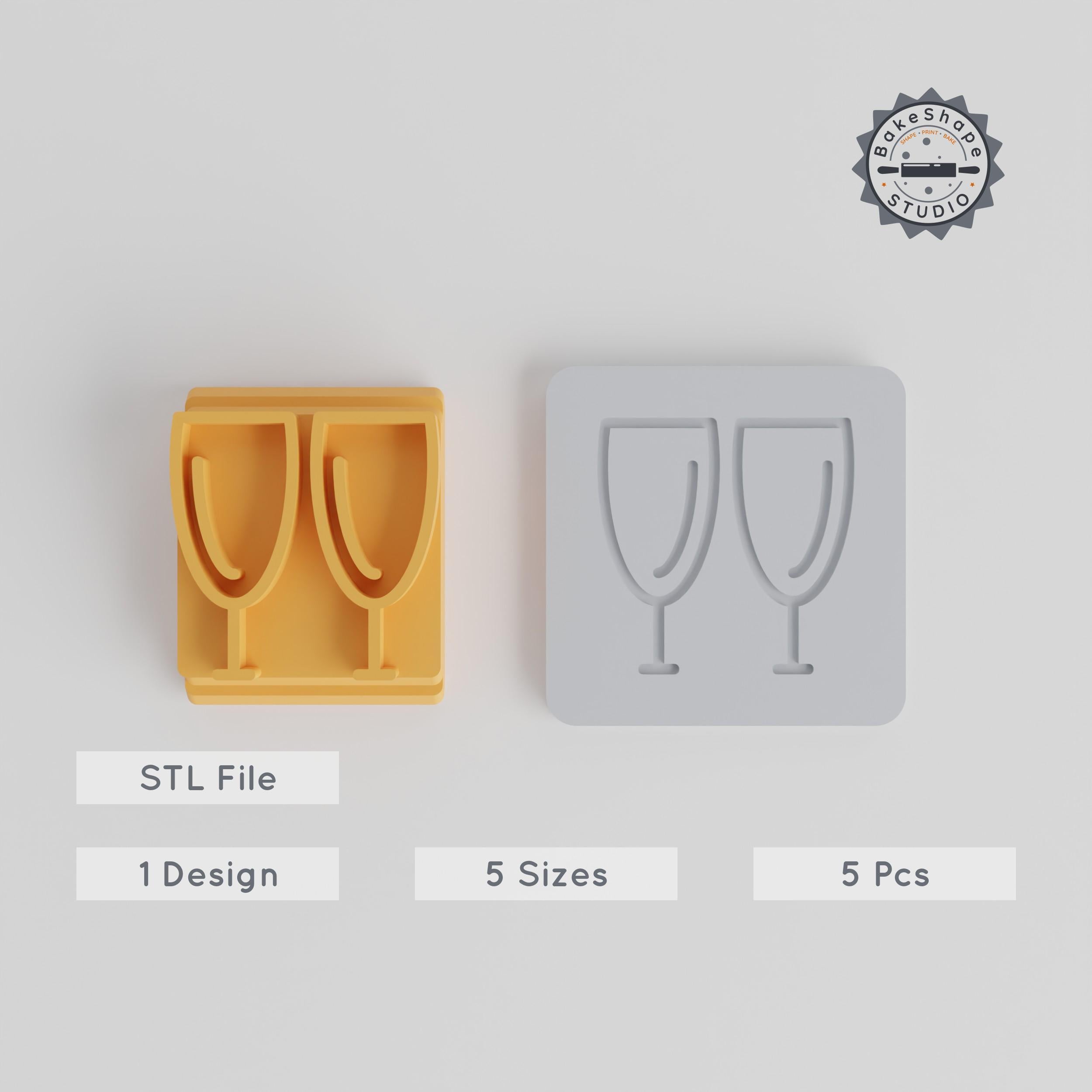 Wine Glass Stamp Tile Collection, 5 Sizes, Perfect for Clay, Cookies & Fondant PRODUCT_4783 3d model