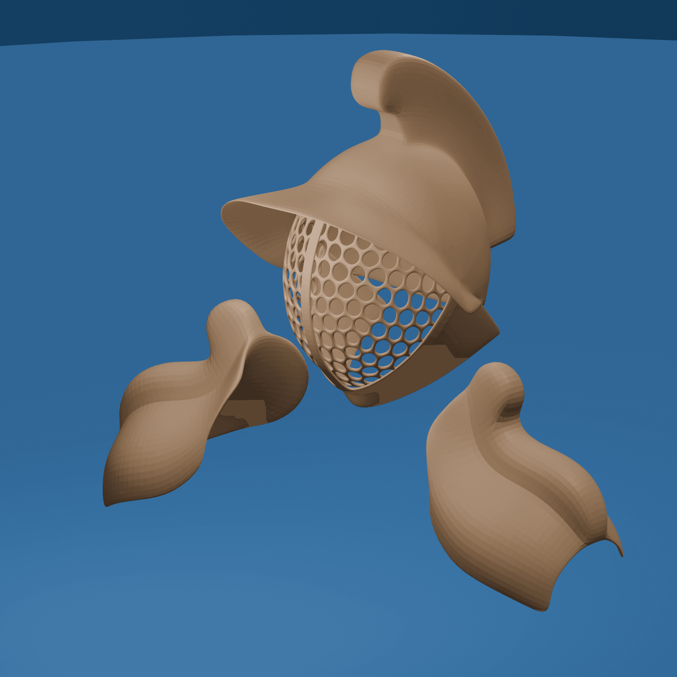 Gladiator Helmet & Pauldrons Fantasy Armor Set 3d model