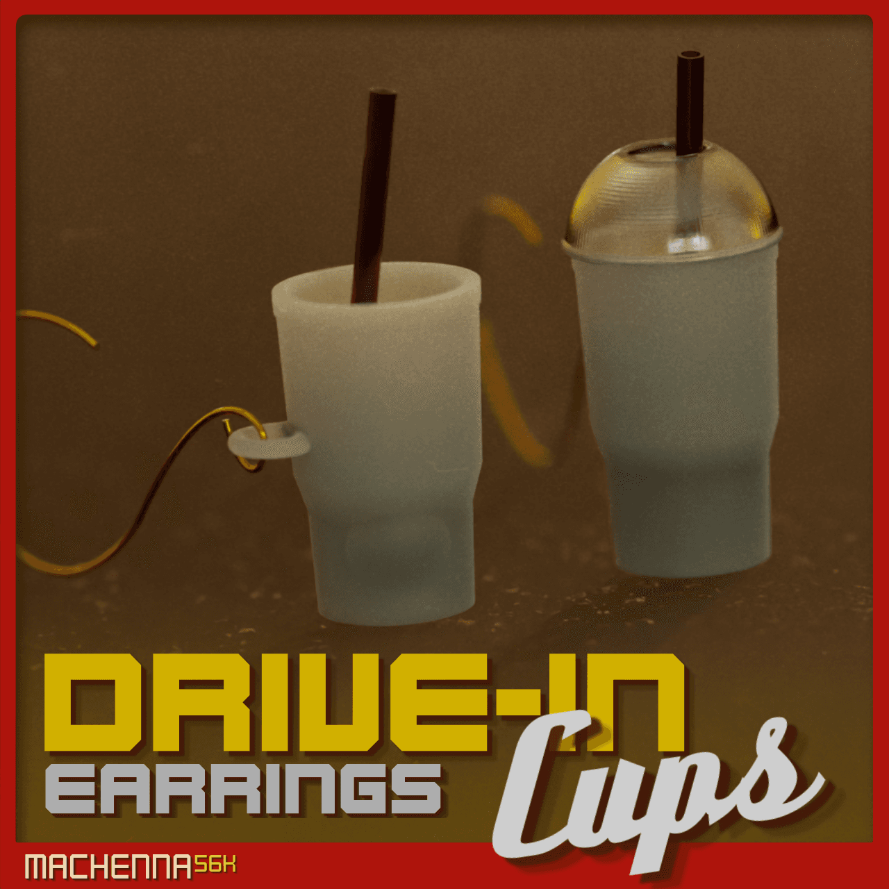 Drive-In Cup Earrings 3d model