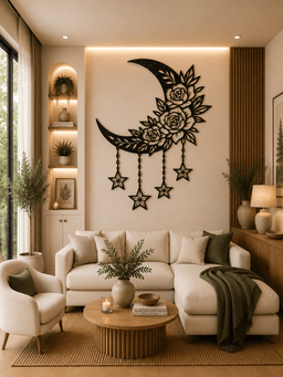 Floral Crescent Moon 2D Wall Art.stl 3d model