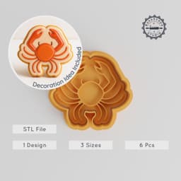 Cancer Zodiac Cookie Cutter & Stamp Set, 6-Piece Bundle, Crab Sign Shape, Astrology & Horoscope Design, S/M/L Sizes PRODUCT_773 3d model