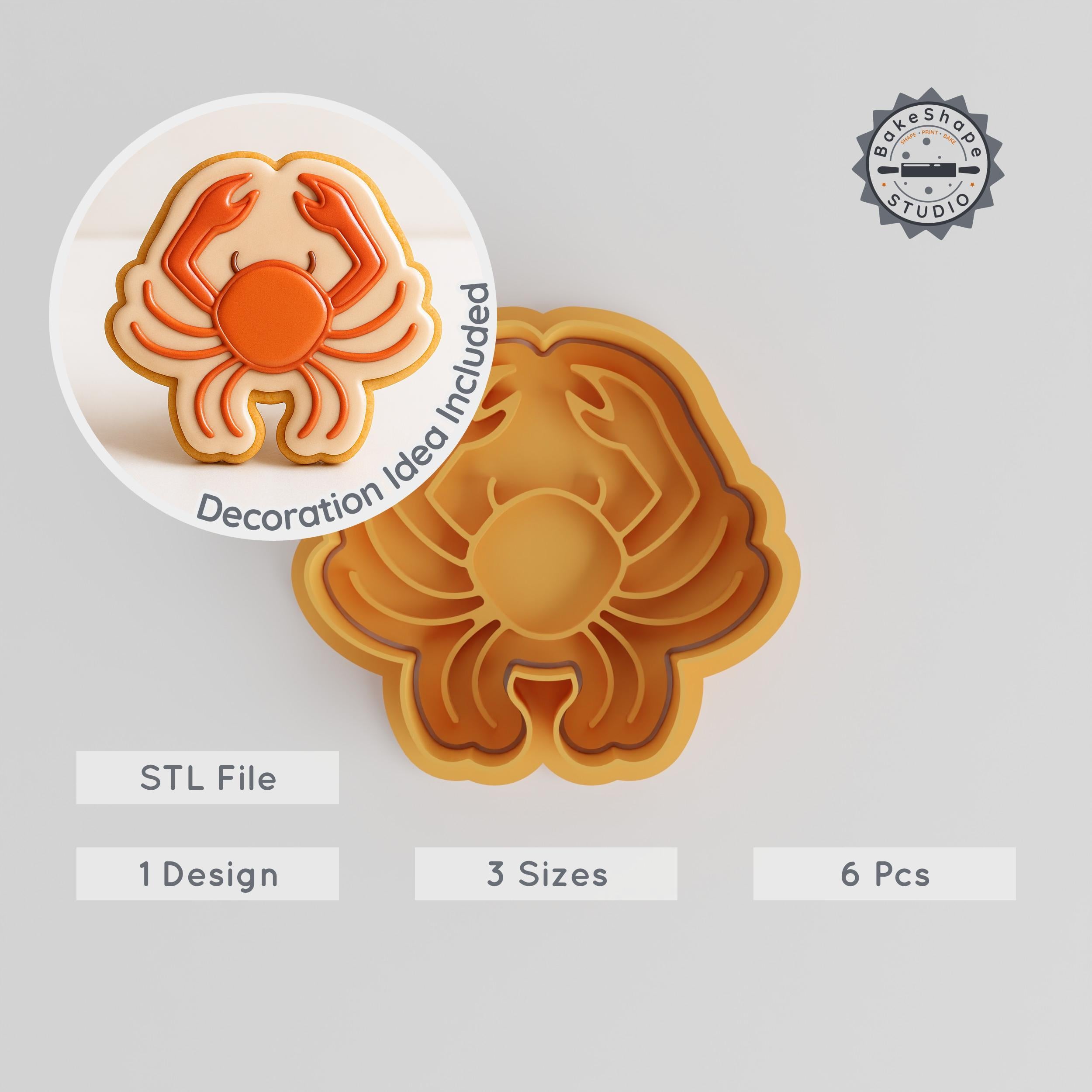 Cancer Zodiac Cookie Cutter & Stamp Set, 6-Piece Bundle, Crab Sign Shape, Astrology & Horoscope Design, S/M/L Sizes PRODUCT_773 3d model