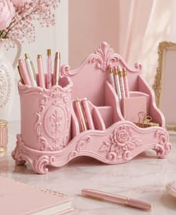 Baroque Vanity & Desk Organizer STL ,Rococo Makeup Brush Holder , Pen Holder , Desk Organizer 3d model