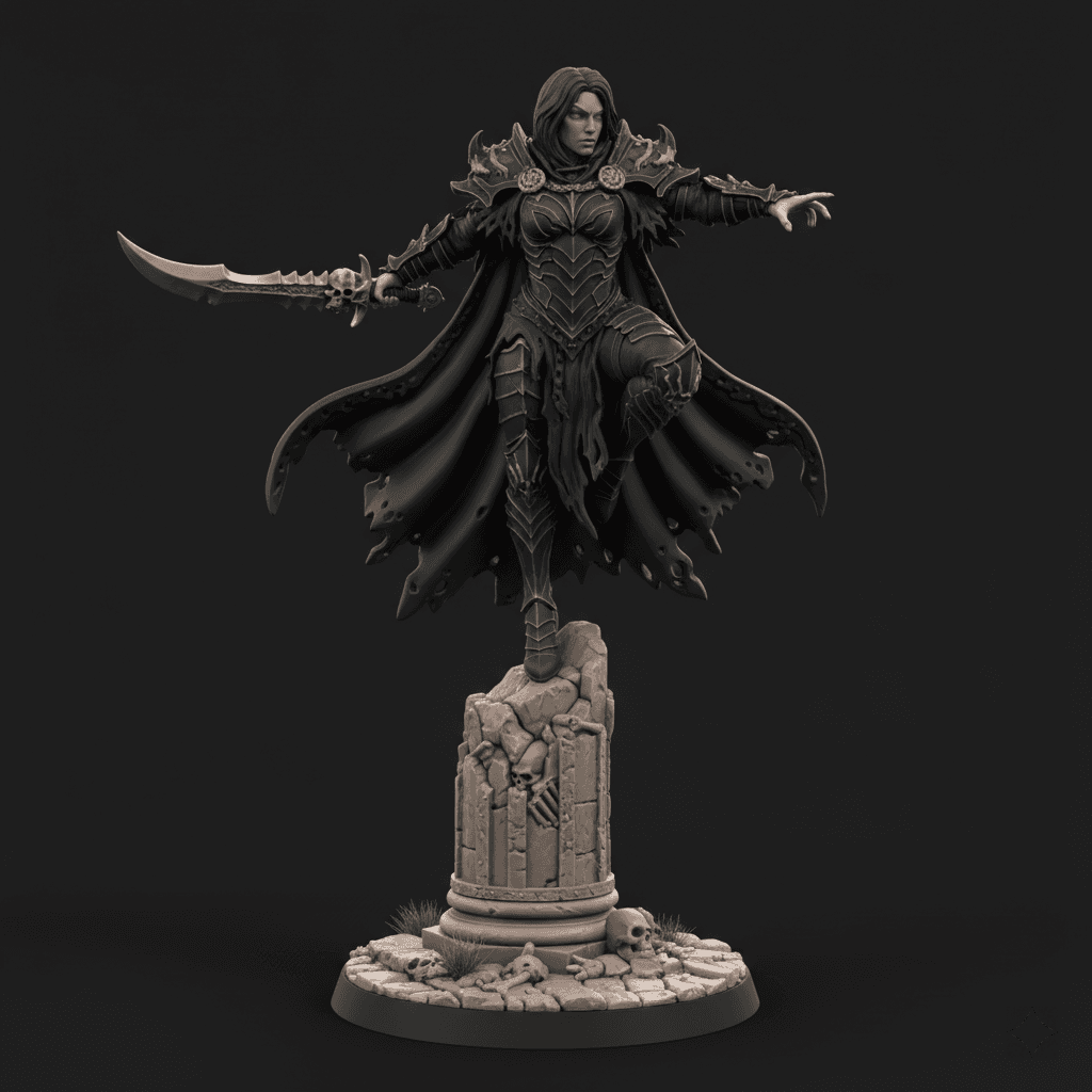 Female Rogue Ruined Pillar Detailed STL Design 3d model