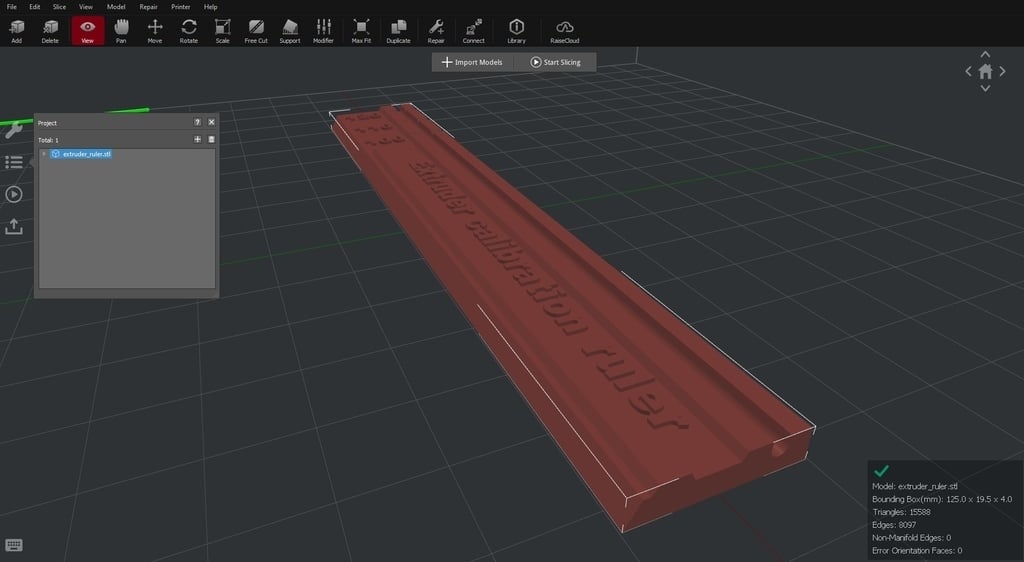Extruder calibration ruler 3d model