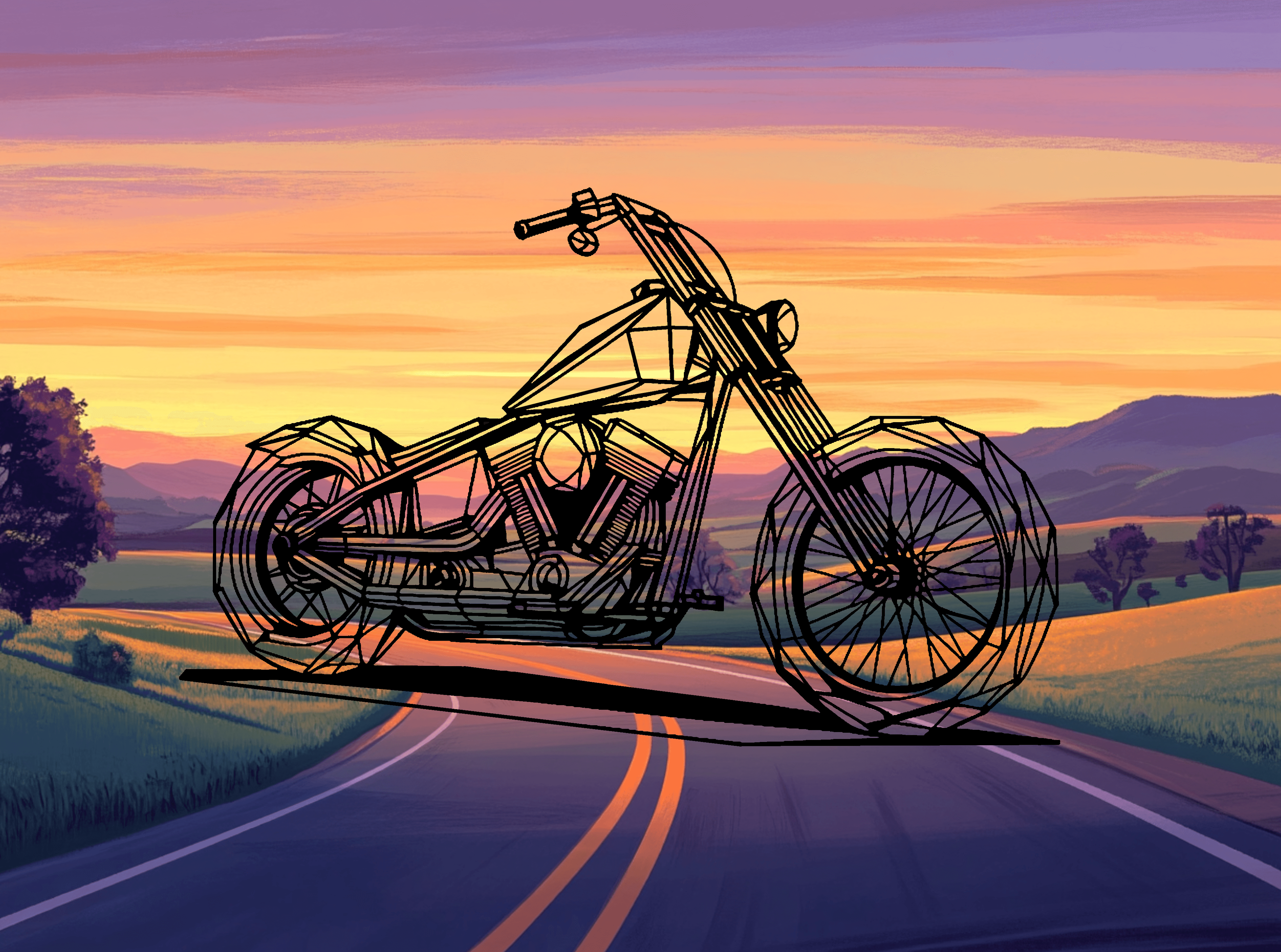 Geometric Chopper motorcycle - model 2 3d model