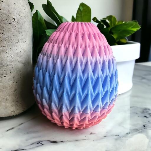 THE PERFECT EGG CONTAINER - DRAGON SCALE, EGG, TWIST, PRINT IN PLACE 3d model