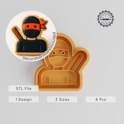 Ninja Shape Cutter & Stamp Set, Cookie & Fondant Tool, Stealth Warrior Design, S/M/L Sizes, 6-Piece Pack PRODUCT_1273 3d model