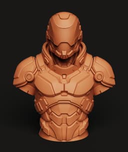 Cyberpunk Armor Bust | Futuristic Soldier Statue | High-Tech Warrior 3D Model 3d model