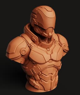 Cyberpunk Armor Bust | Futuristic Soldier Statue | High-Tech Warrior 3D Model 3d model