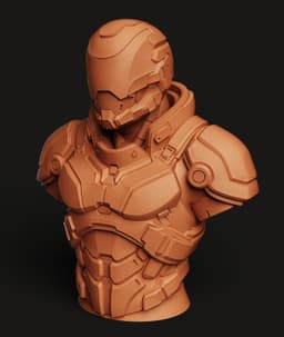 Cyberpunk Armor Bust | Futuristic Soldier Statue | High-Tech Warrior 3D Model 3d model