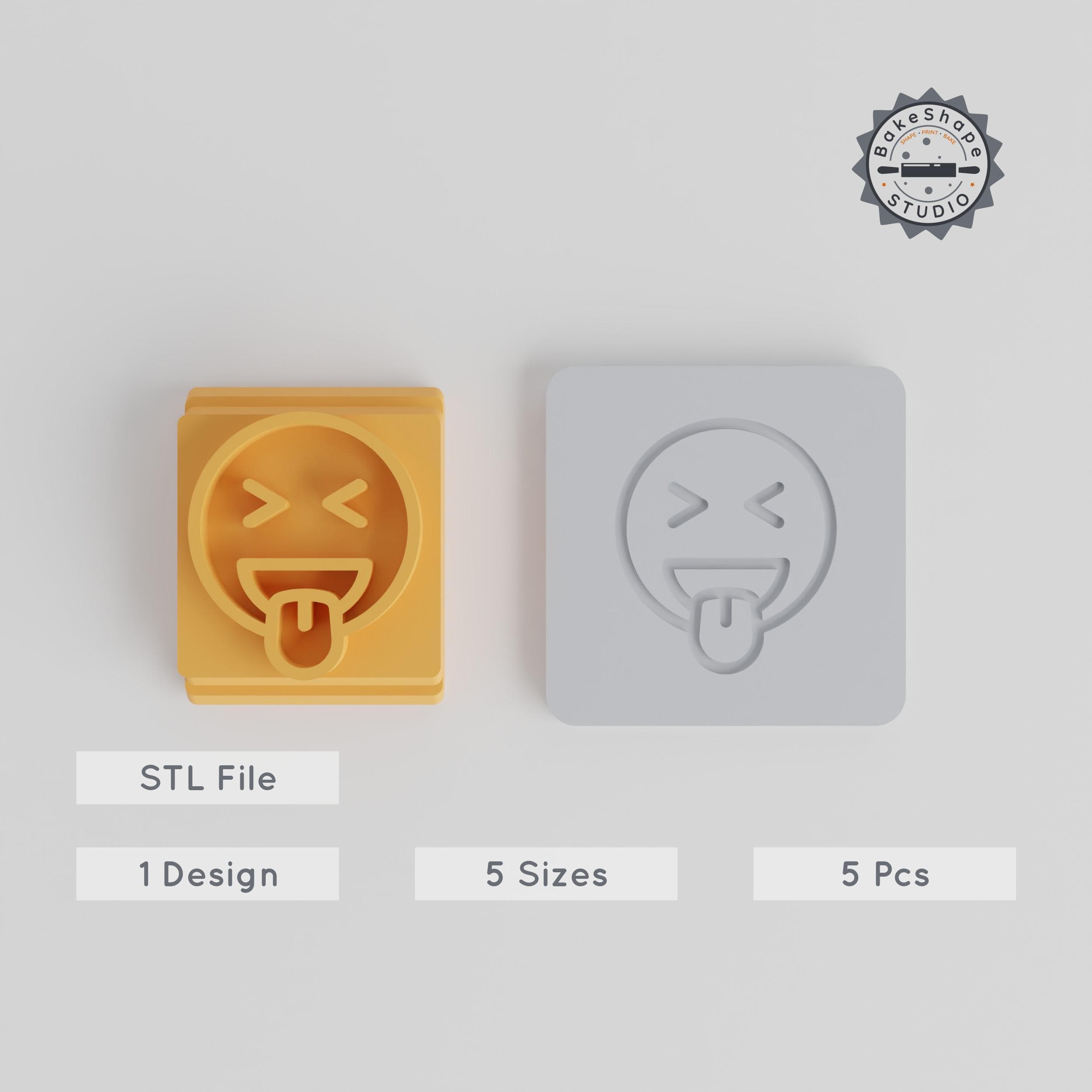 Cheeky Smile Stamp Tile Set, Playful Face Motif, 5 Sizes 20-40mm, Perfect for Clay & Cookies PRODUCT_2500 3d model
