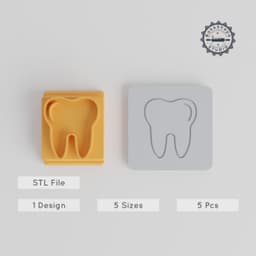 Tooth Stamp Tile Set, 5 Sizes 20-40mm, Ideal for Clay, Cookies, Fondant & More PRODUCT_2402 3d model