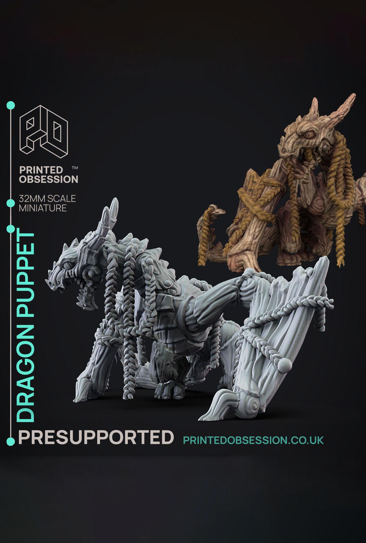 Dragon Puppet - Puppet masters apprentice - PRESUPPORTED - Illustrated and Stats - 32mm scale			 3d model