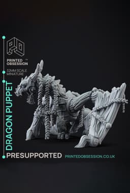Dragon Puppet - Puppet masters apprentice - PRESUPPORTED - Illustrated and Stats - 32mm scale 3d model