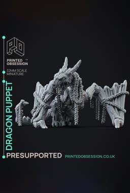Dragon Puppet - Puppet masters apprentice - PRESUPPORTED - Illustrated and Stats - 32mm scale 3d model