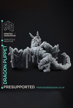 Dragon Puppet - Puppet masters apprentice - PRESUPPORTED - Illustrated and Stats - 32mm scale 3d model
